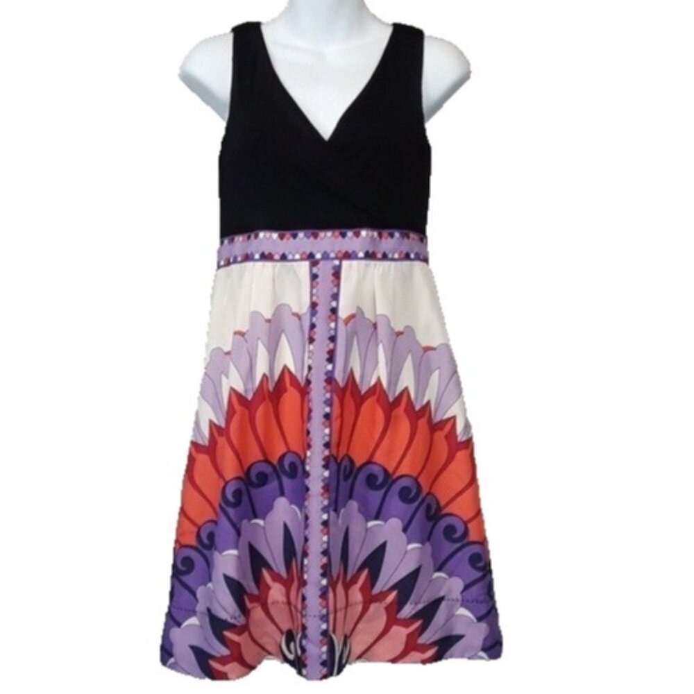 Phoebe Couture Womens Silk Blend Dress‎ Size 4 Abstract Art Sleeveless Casual